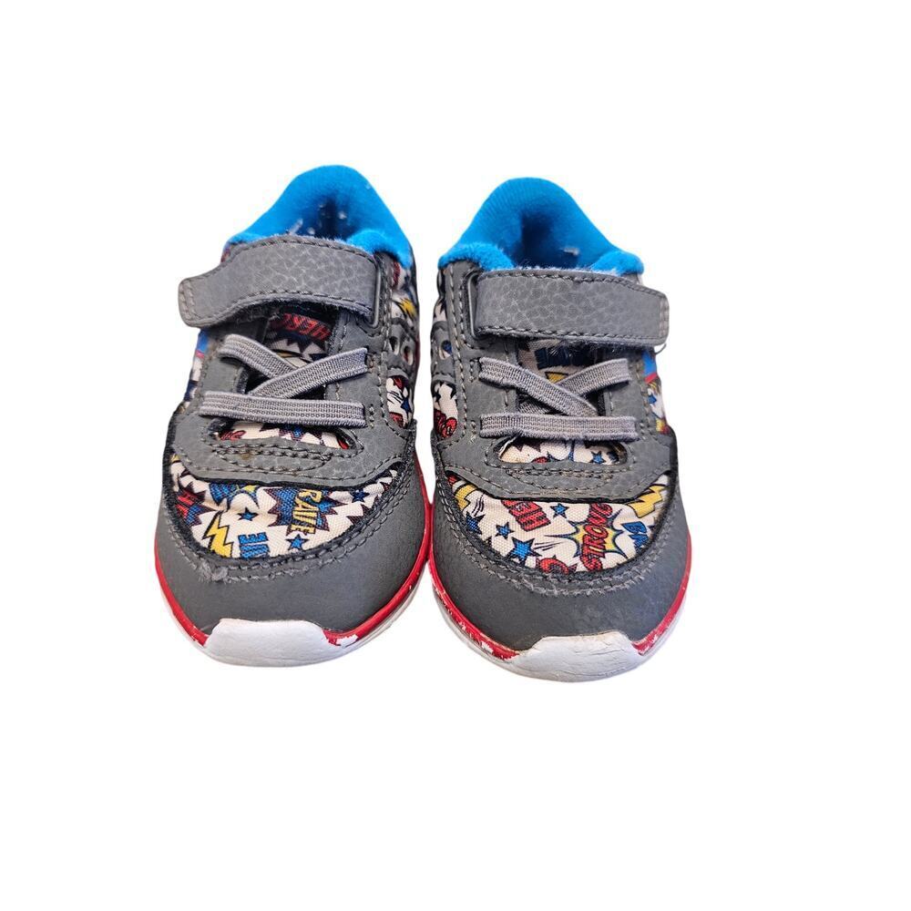Saucony jazz BABY size 4 M months EUC tennishoes 1 strap fun cartoon comic #